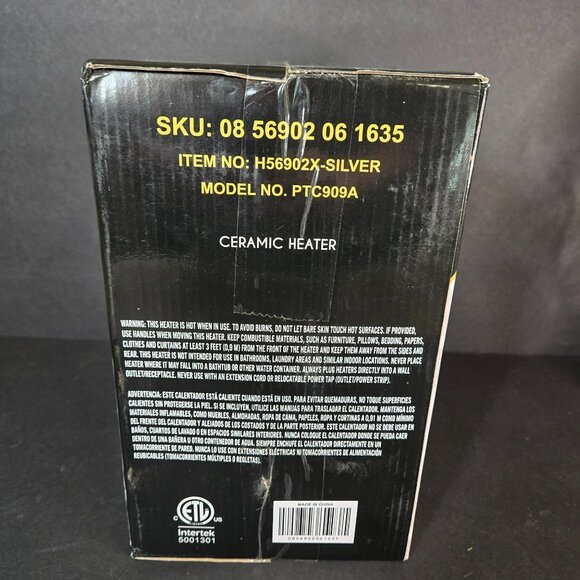 Portable 1500W Ceramic Space Heater Thermostat Control  SILVER Model PTC909A - Picture 3 of 4